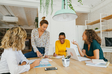 Female team working in a modern office.