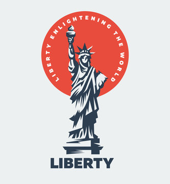 The Statue Of Liberty. Vector Flat Illustration.