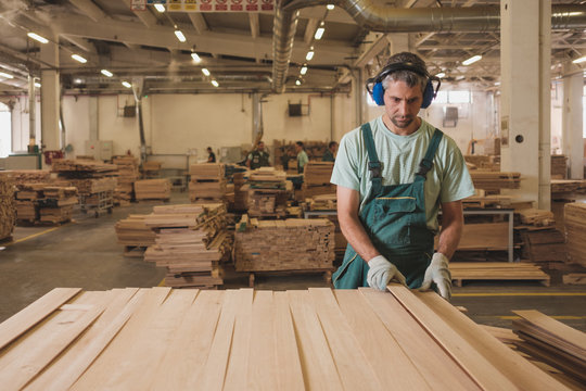 Busy Worker At The Furniture Factory