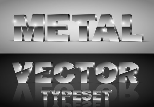 Dark Chrome Metallic 3D Typeset