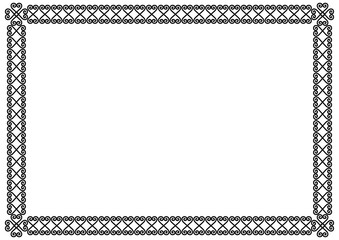 Decorative ornament border or frame in black isolated on white background for photo, picture, book sheet, letter, decoration, inscription, text, document, certificate, diploma