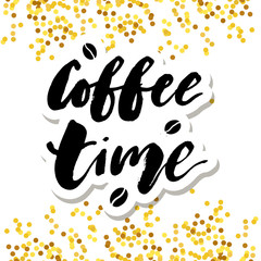 Coffee Time Gold Lettering Calligraphy Phrase Vector Text