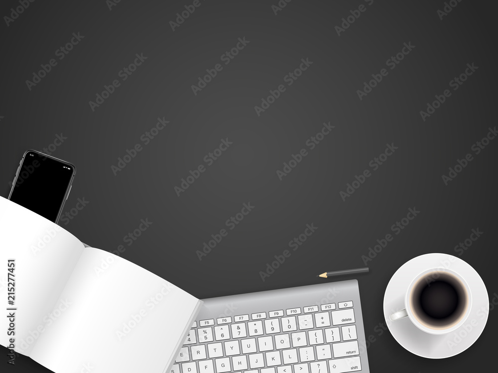 Aufkleber office working place with different business accessories. top view