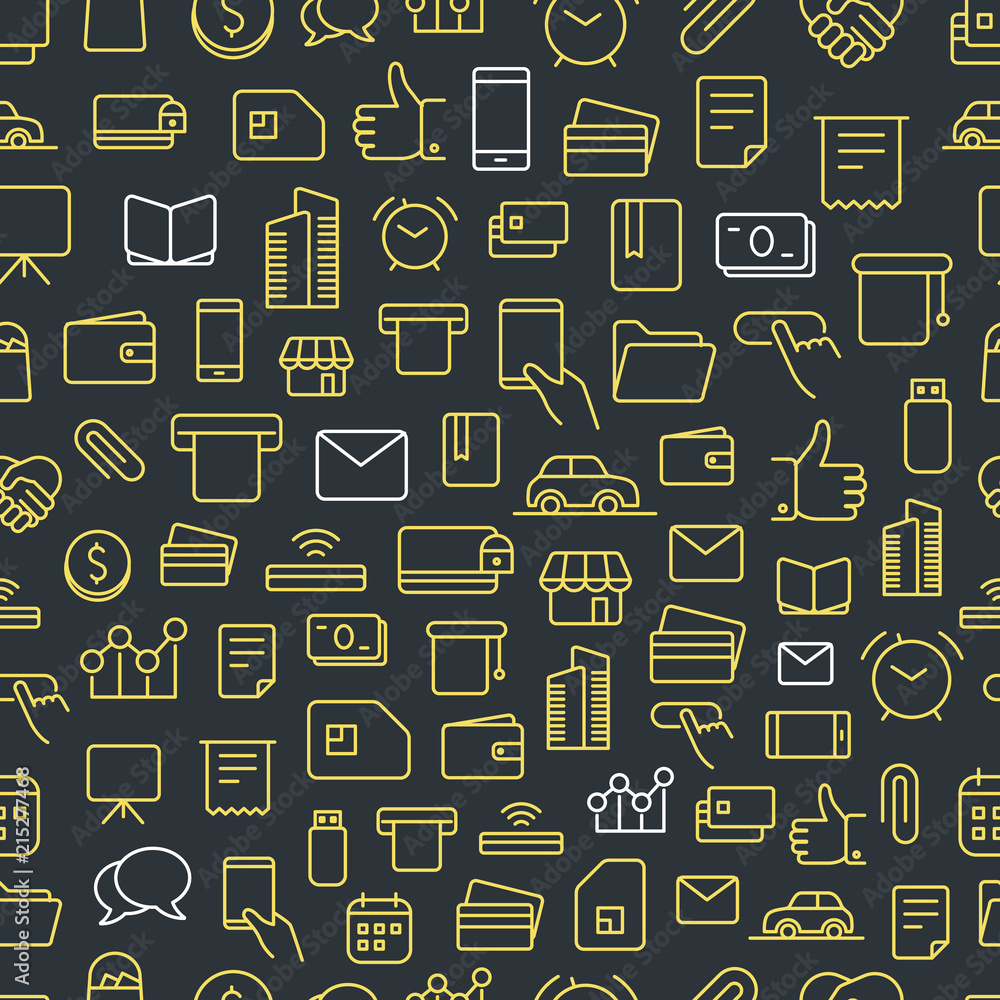 Poster Different network app icons vector seamless background