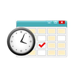 Icon of personal organizer with clock and calendar