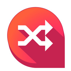 ikona z długim cieniem na tle strzałki pinezki