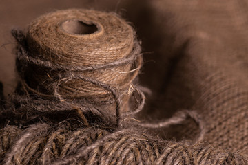 textile, thread, reel, canvas, burlap, brown