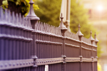 Metal fence with sharp tips