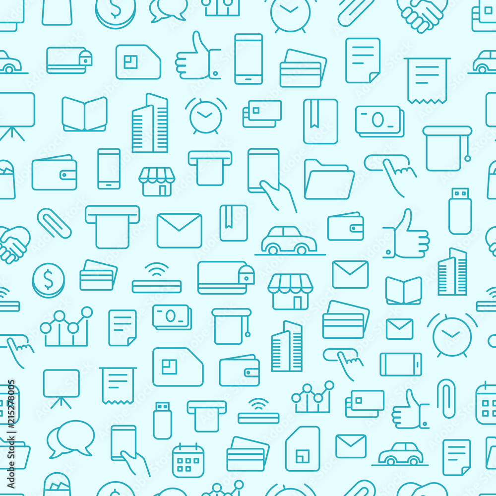 Poster Different network app icons vector seamless pattern