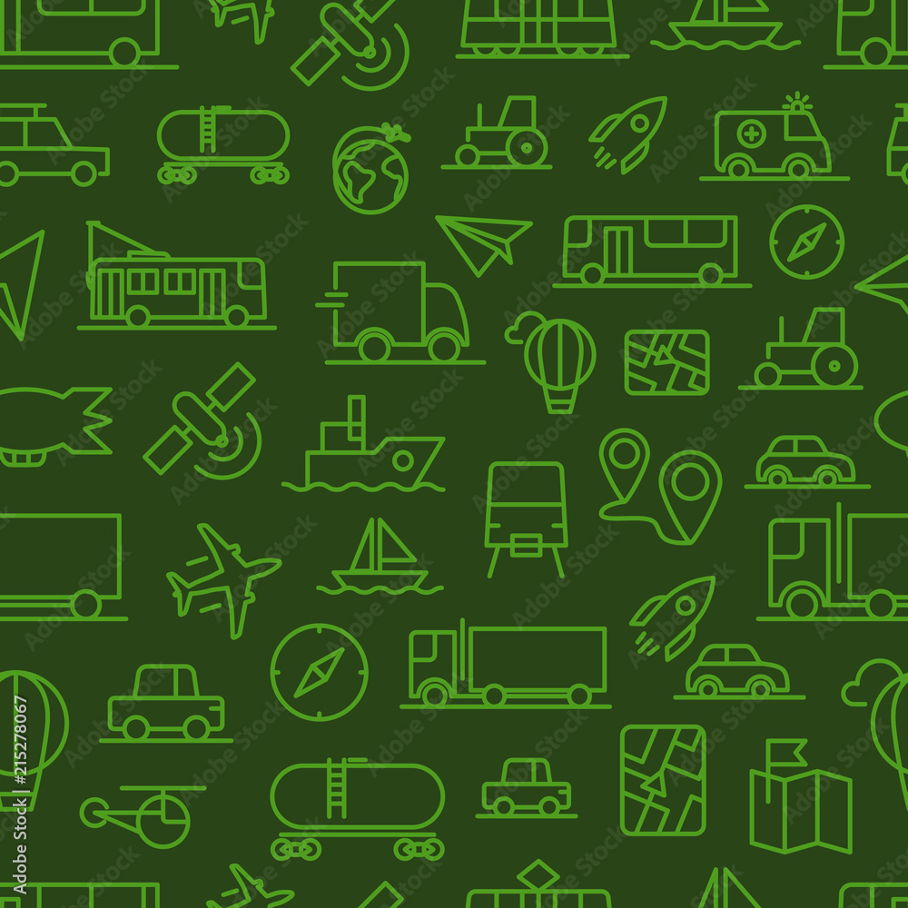 Poster different transport icons vector seamless background