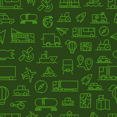 Different transport icons vector seamless background