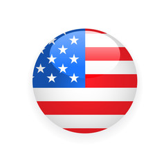 Round badge with USA flag on white background