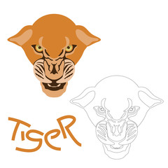 tiger face vector illustration flat style front side