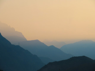 dawn between mountains and mist
