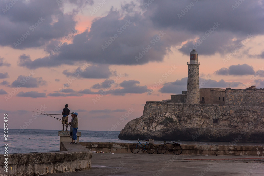 Canvas Prints Fishing from the Malecon Havana Cuba