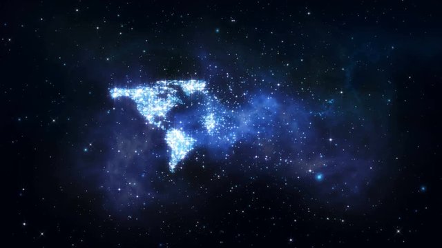 World map shining from flying stars