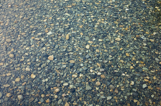 Overhead view of rocks and riverbed