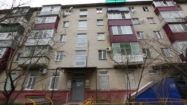 facade of a soviet five-storey building