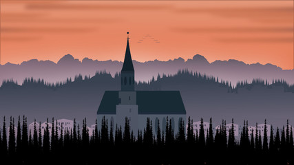 A house between mountains