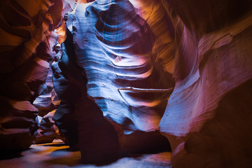 The interior pattern and textures of the canyon walls of Antelope Canyon near page, Arizona.