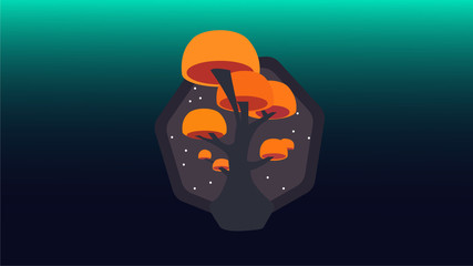 Mystical mushrooms, beautiful illustration