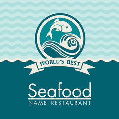 seafood menu design for restaurant on blue background