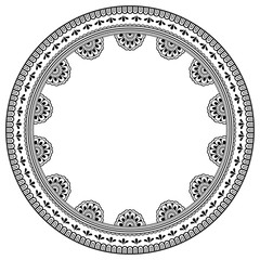 Circular pattern in form of mandala for Henna, Mehndi, tattoo, decoration. Decorative ornament in ethnic oriental style. Coloring book page.
