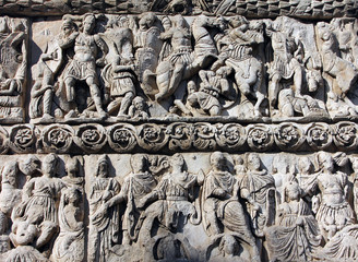 Closeup detail of Arch of Galerius or Kamara in the city of Thessaloniki, Greece
