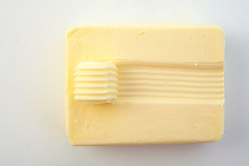 Looking Down at Slab of Butter with Curl on Top