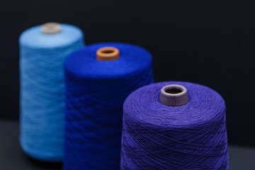 Colored skeins on the black background