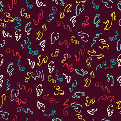 Vector Seamless White Jumble curls. Pattern Abstract Background