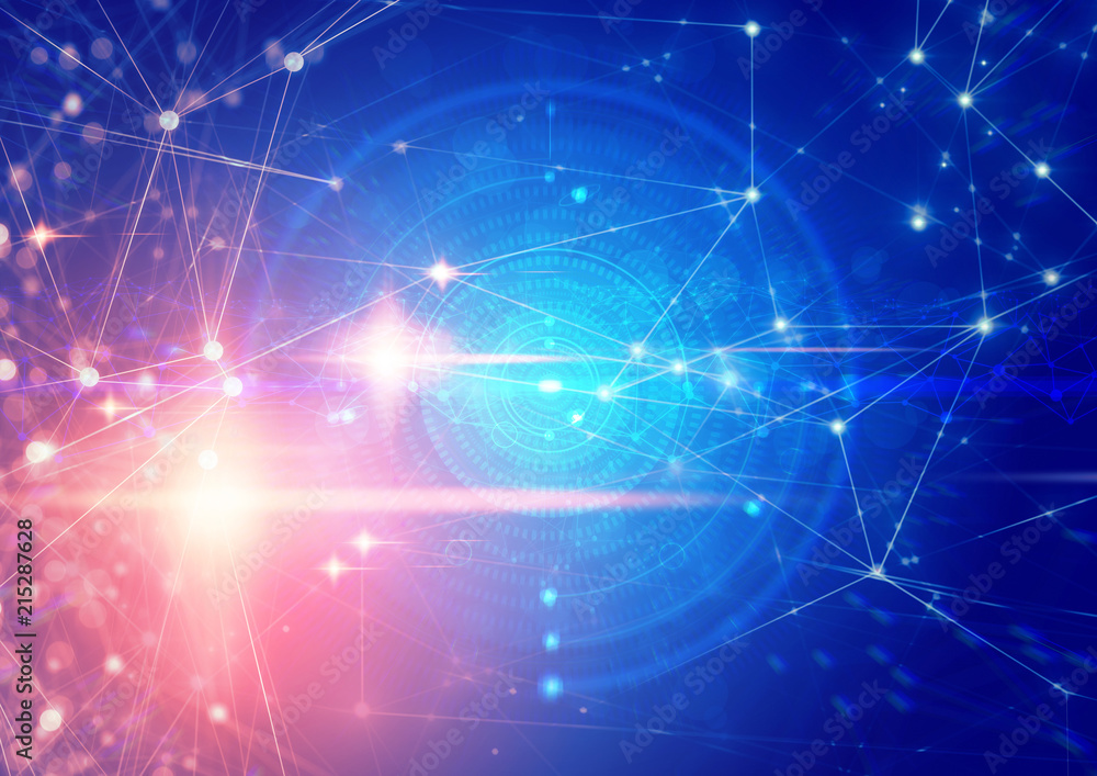 Poster data deep learning hologram ai technology robotic, molecule of chemical, atom cell science, futurist