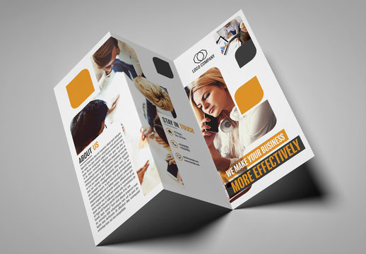 Trifold Brochure Layout with Rounded Rectangles