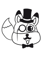sir herr reich gentlemen zylinder monokel schwanz gesicht kopf baby fuchs süß niedlich klein comic cartoon cool