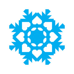 Blue Snowflake Vector Icon Isolated