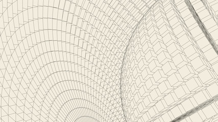 Abstract vector landscape background. Cyberspace  grid. 3d technology  illustration.