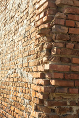 The corner of the old brick building