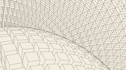 Abstract vector landscape background. Cyberspace  grid. 3d technology  illustration.