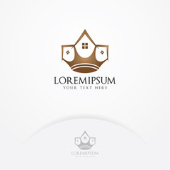 Crown house logo design, Luxurious mansion with a crown symbol. House vector logo template