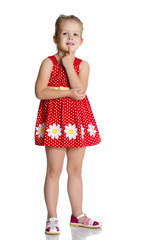 The little girl thinks.