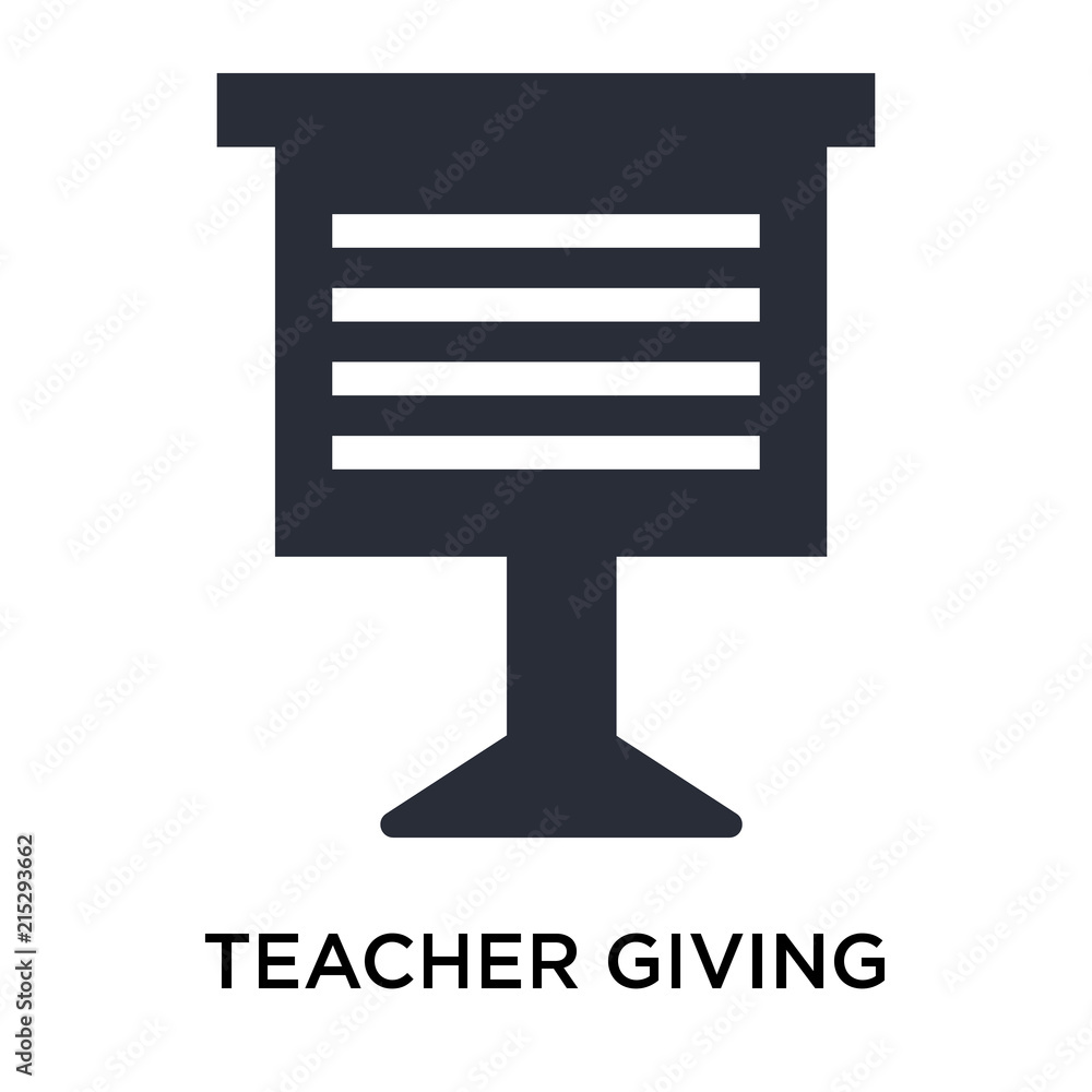Poster teacher giving lecture icon isolated on white background. modern and editable teacher giving lecture