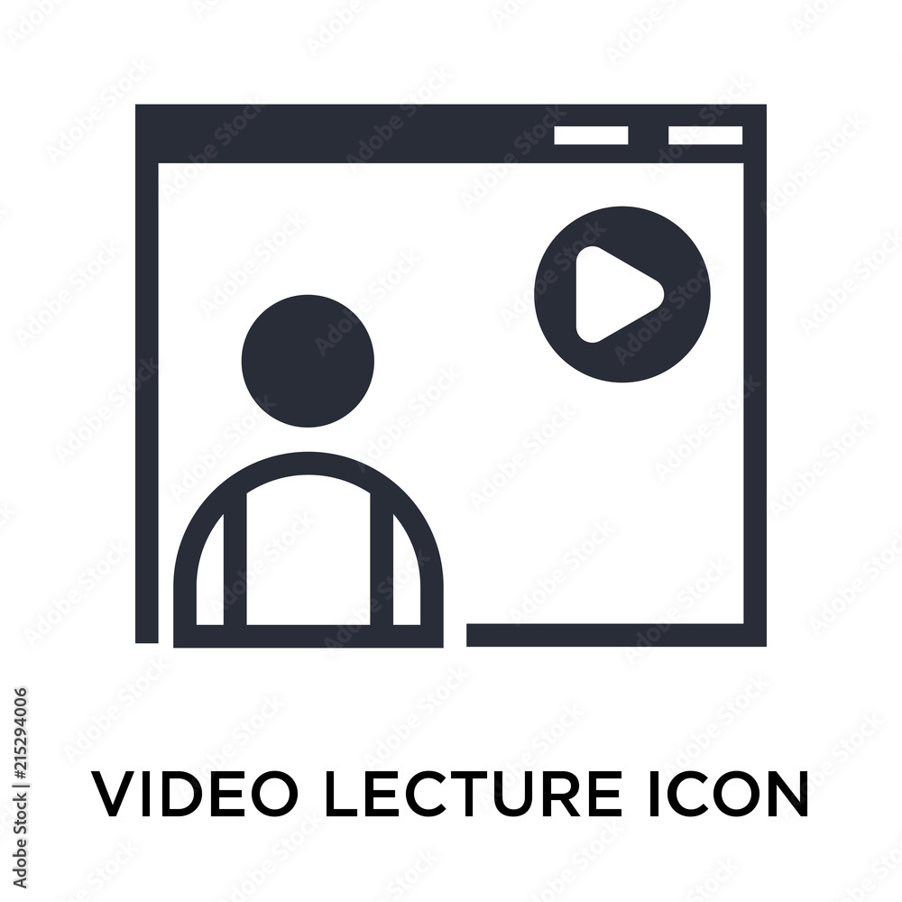 Poster video lecture icon isolated on white background. modern and editable video lecture icon. simple icon