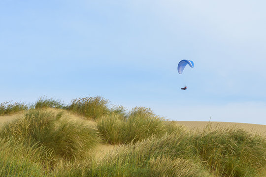 Sand Dune with Paraglider, Rubjerg Knude, Lokken, North Jutland, Denmark