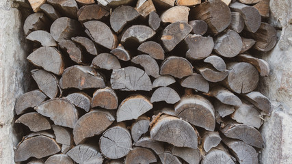 Fire wood in a pile.