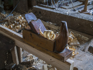 Carpenter's shop with a vice on a workpiese.