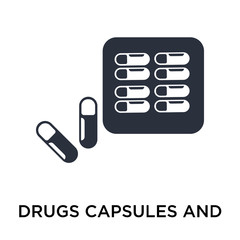 drugs capsules and pills icon isolated on white background. Simple and editable drugs capsules and pills icons. Modern icon vector illustration.