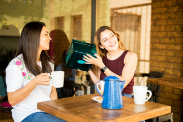 Curious about her birthday gift