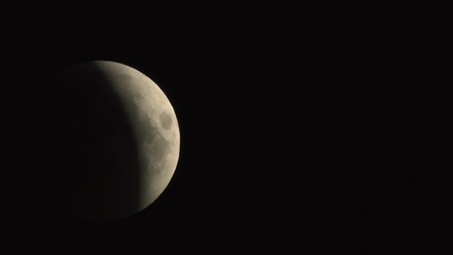 Lunar Eclipse on 28 of July 2018 - the moon appears darkened as it passes into the earth's shadow. It was observed in the European part of Russia. Real time video.