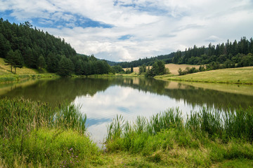 Obraz na płótnie Canvas Lake called Zlatna surrounded with meadows and forest, Slovakia