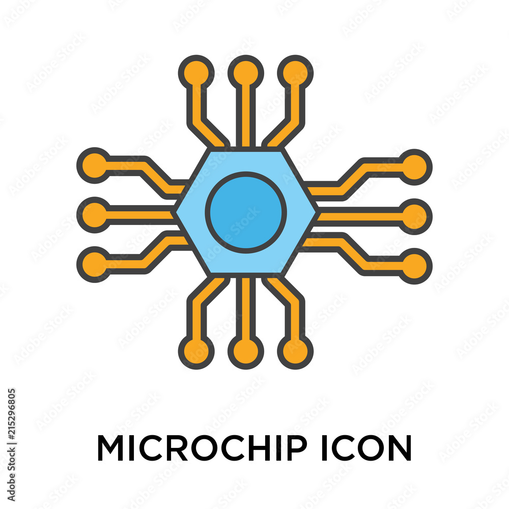 Poster microchip icon isolated on white background. modern and editable microchip icon. simple icons vector